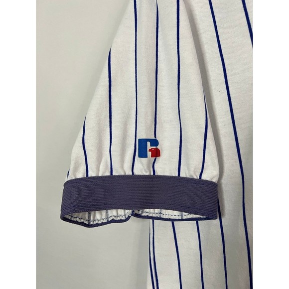 Vintage 90s MLB Chicago Cubs Russell Made In USA Pinstripe Ringer Tee - Picture 5 of 5